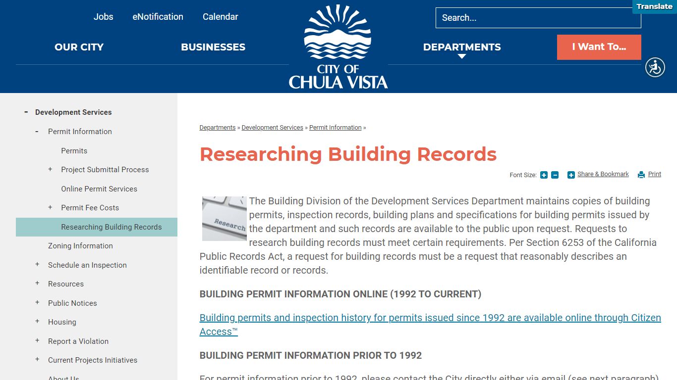 Researching Building Records | City of Chula Vista