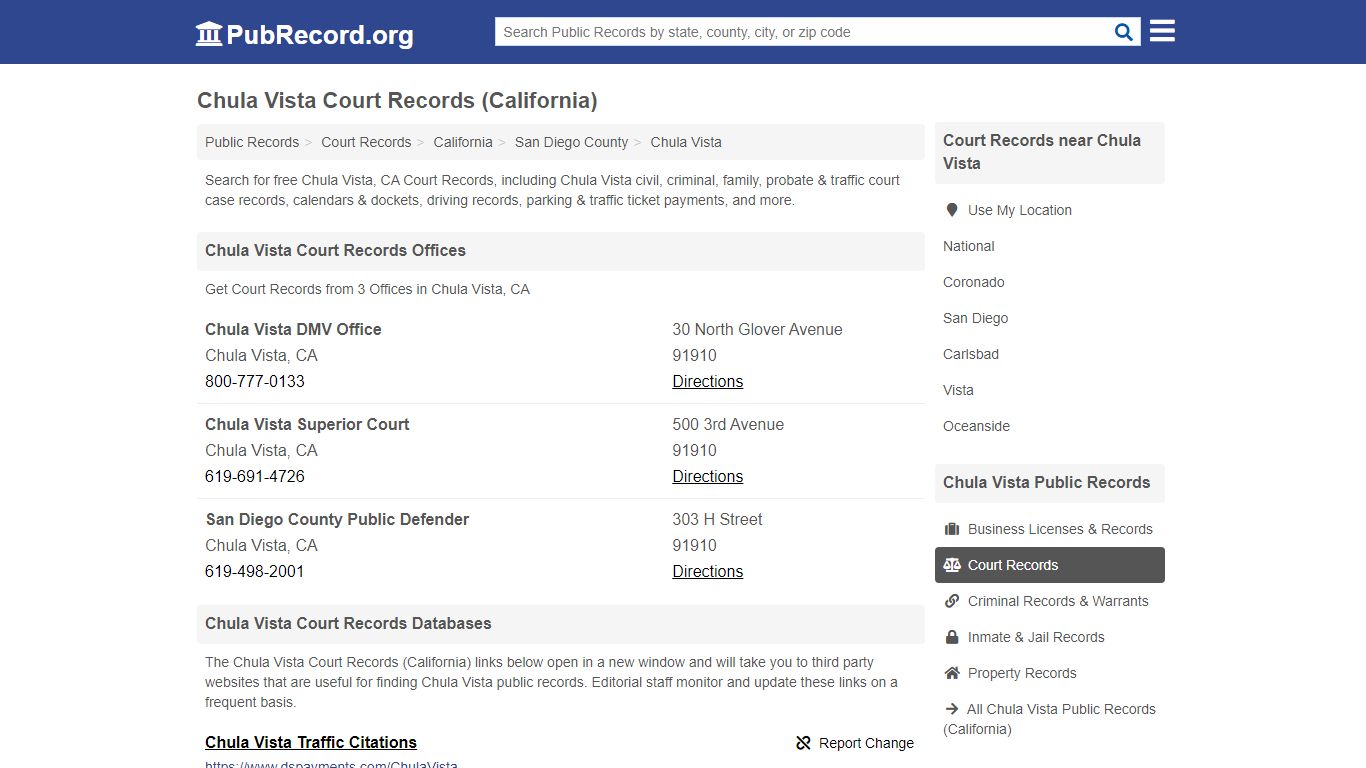 Chula Vista Court Records (California) - Free Public Records Search