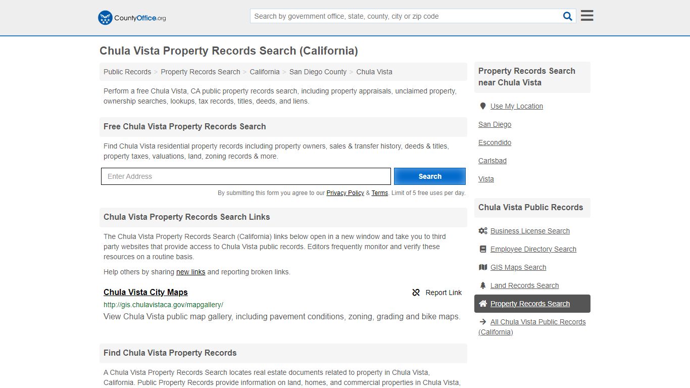 Chula Vista Property Records Search (California) - County Office